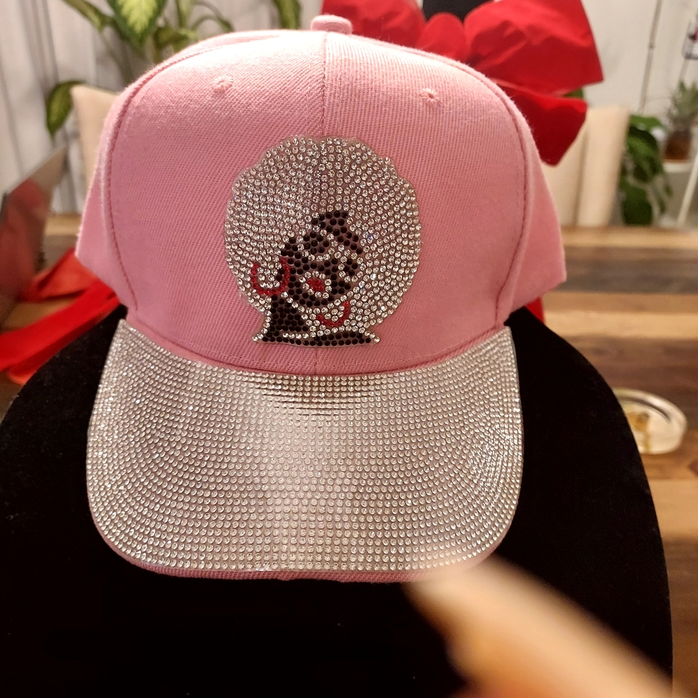 Pink and Silver Rhinestone Cap
